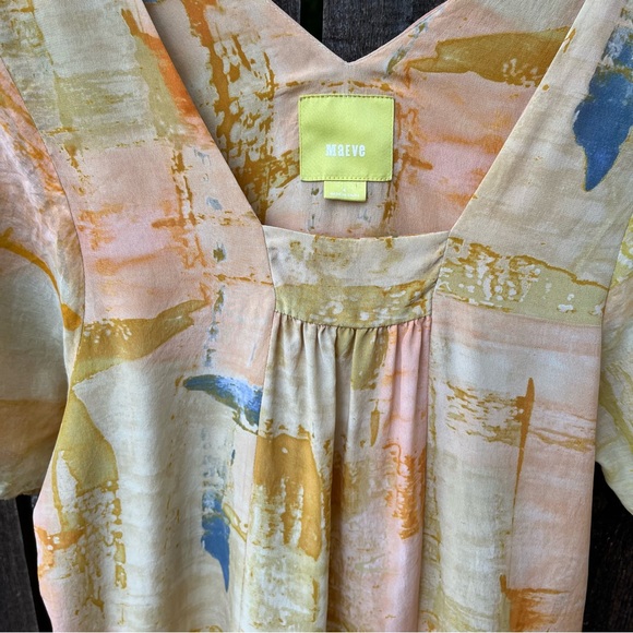 Maeve Anthropologie Ume Silk Watercolor Print Tunic Dress Sz 4 - Picture 5 of 10